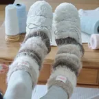 STRIPE BRUSHED LEG WARMER - 4 colors