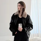 [2nd] 1+1 Dual Fur vintage shearling jacket (black)