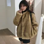 Carol fur jacket_yellow beige