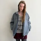 Piping Fleece Jumper Jacket (Steel gray)