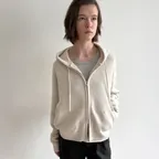 Superfine Wool Hooded Knit Zip-Up (Ivory)