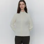 cash merino wool high-neck knit cardigan_ivory