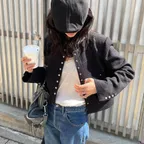 [8차 리오더] TWEED SNAP CROP JACKET-BLACK