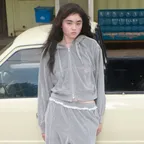 [우정Pick]Polly Velvet Hoodie Melange Grey