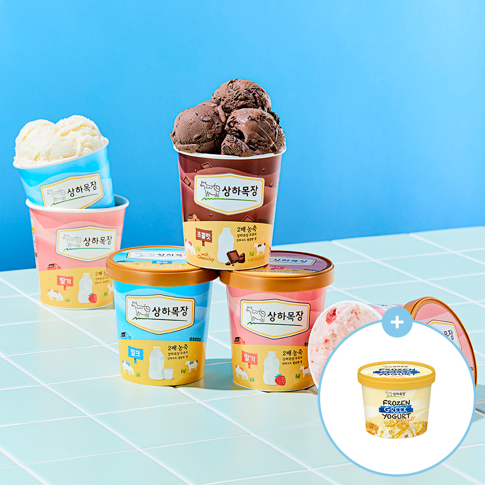 상하목장 아이스크림 파인트 474ml 3개+프로즌 그릭요거트 증정