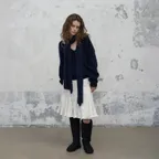 [3rd] Suede crinkle skirt - cream
