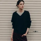 Loe Wool V-neck Knit (Deep Navy)