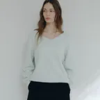 Loe Wool V-neck Knit (Pale Mint)