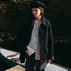 Frog Alpaca Half Coat(Navy)