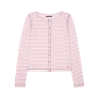 038 STRIPE BUTTON CARDIGAN PINK