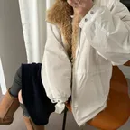 Shearling trimming fur jacket_ivory