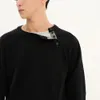 블랙/사이드 넥버튼 니트 풀오버