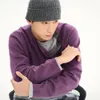 퍼플/사이드 넥버튼 니트 풀오버