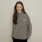 stripe jersey half zip up - grey