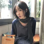 Grid Wool Knit Muffler (Charcoal)