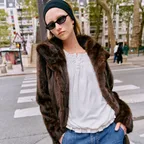 FLUFFY FUR JACKET [ DEEP BROWN ]