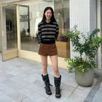 [GROVE X NEGATIVETHREE] SLOUCHY LONG STRAP BOOTS (RUB OFF BLACK)