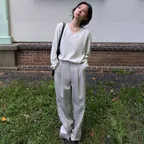 [윤그린 Pick] Wide Two Tuck Chino Pants (Light Grey)