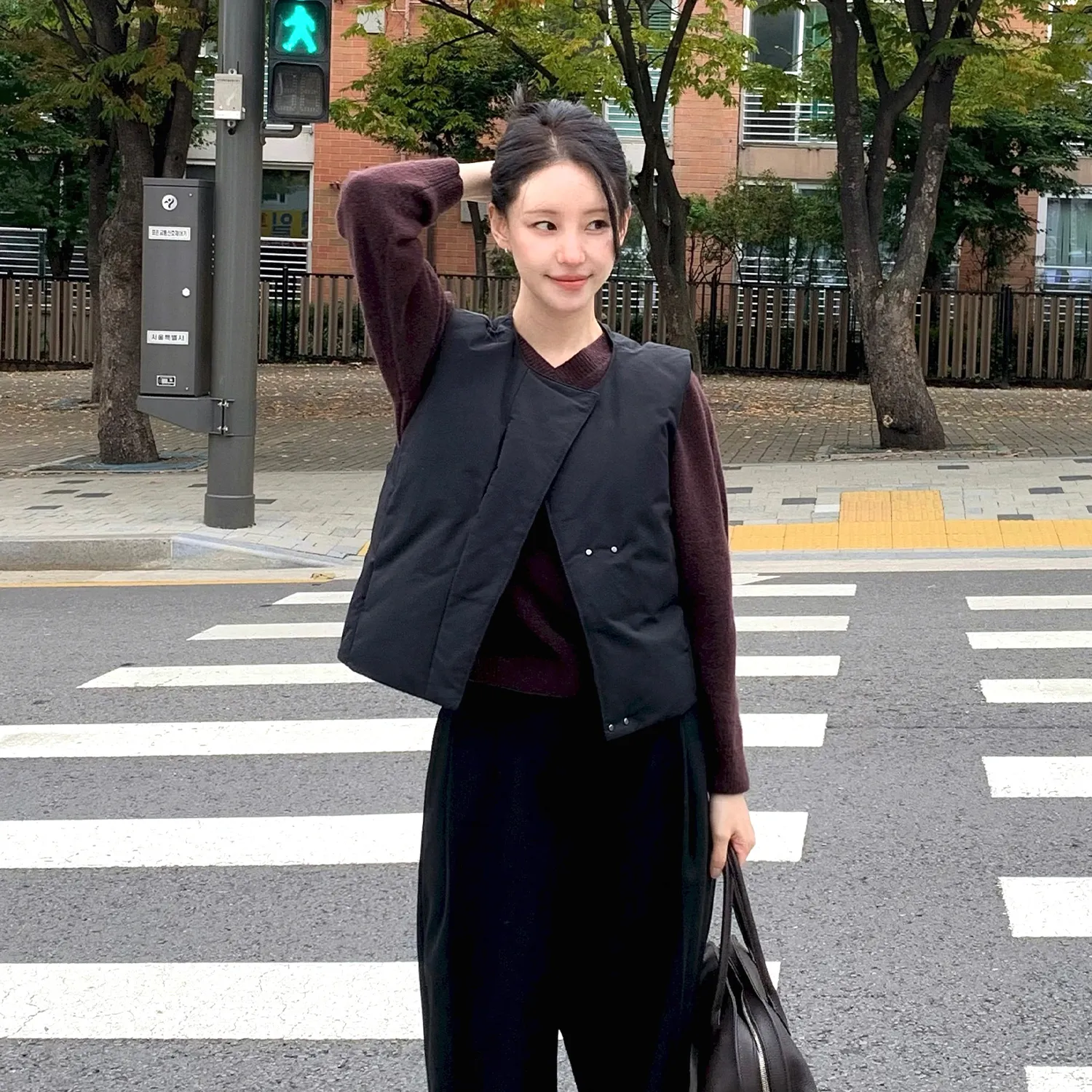 [강문경pick] 구스다운 탈착 퍼 베스트_BLACK
