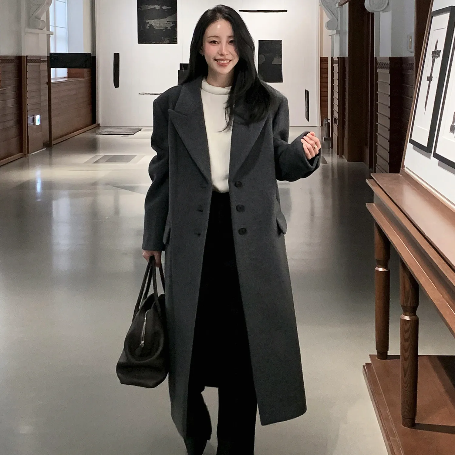 [강문경pick][울마크/길이선택/26FW 재입고] 울 캐시미어 카라 배색 롱코트_3 colors