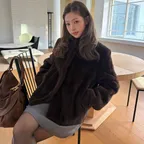 Stripe Faux Mink Fur Jacket KF6WH5130_94