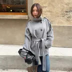 WOOL HANDMADE HALF COAT (MELANGE GREY)