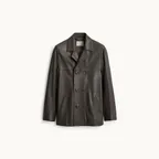 Leather Double Coat_Olive