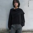 WOOL CAPE CARDIGAN black