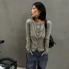 [29cm 단독] VINTAGE WASHED RIBBED SNAP TOP IN LIGHT KHAKI