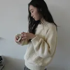 [이구에디션 x 영서] TINY FLOWER ROUND NECK KNIT, CREAM