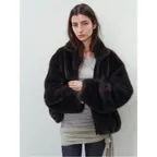 Short Fur Jacket  Brown (AG6Y3VB10D)
