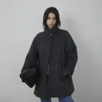 Herringbone Wool Half Coat_Charcoal