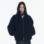 PEACHED COTTON SHEARLING JACKET_BLACK [LC264JP04BK]