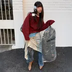 [진주 PICK] STUDDED DAMAGE KNIT (DEEP RED)