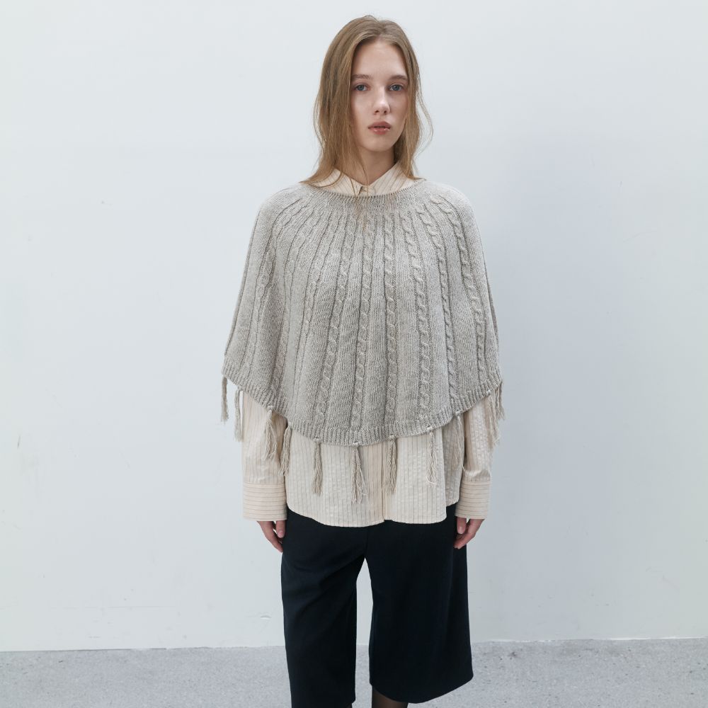 서란 Wool Knit Cape_Beige · BEIGE_FREE