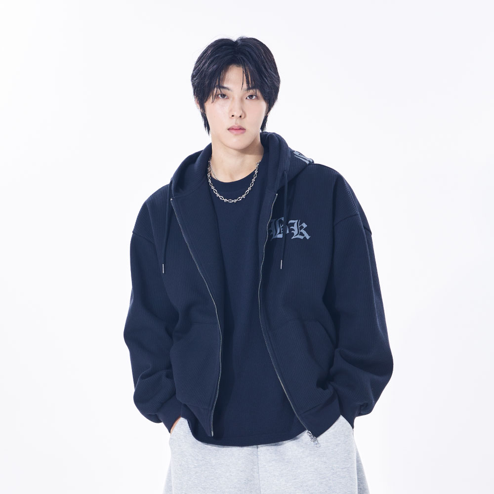 벙커버스터 고딕 로고 와플 후드 집업 MQ4TU878_BLACK · 095