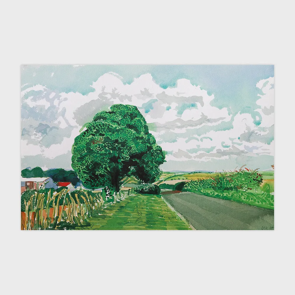 Road and Tree Near Wetwang ( from Midsummer: East Yorkshire) Poster / David Hockney