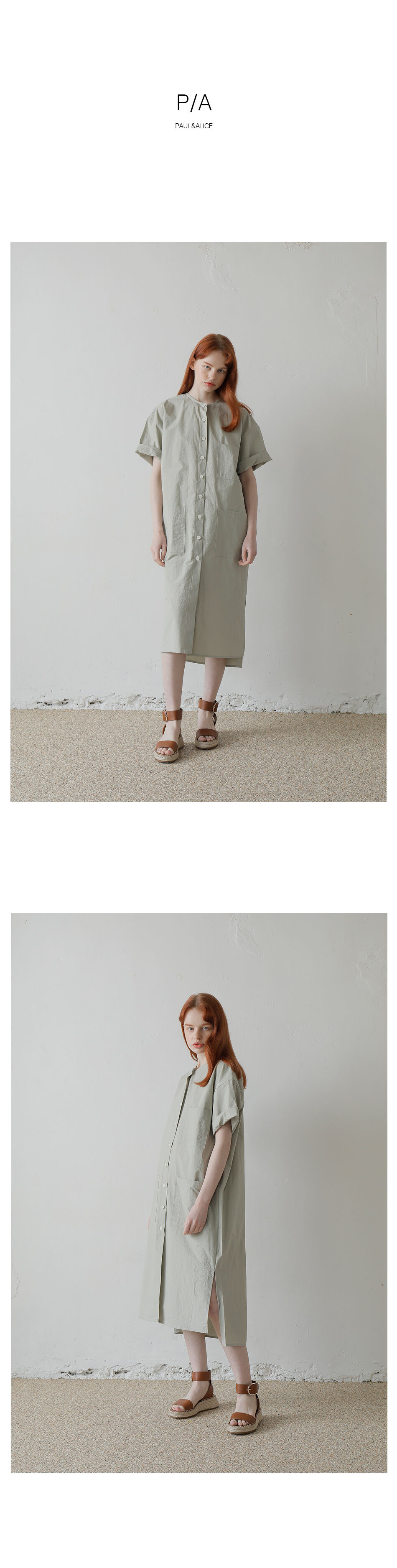 20SS NO COLLAR SHIRT DRESS / KHAKI 감도 깊은 취향 셀렉트샵 29CM