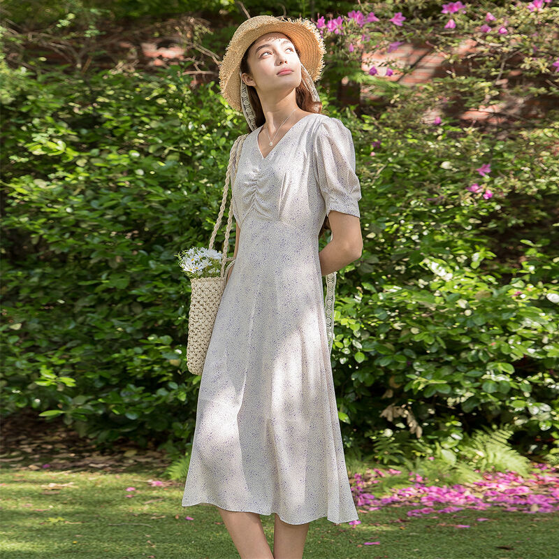 Lenina ♥ LONE check puff shoulder linen dress/追跡付 MUSINSA公式 | LENINA LONE check puff shoulder linen dress_NAVY