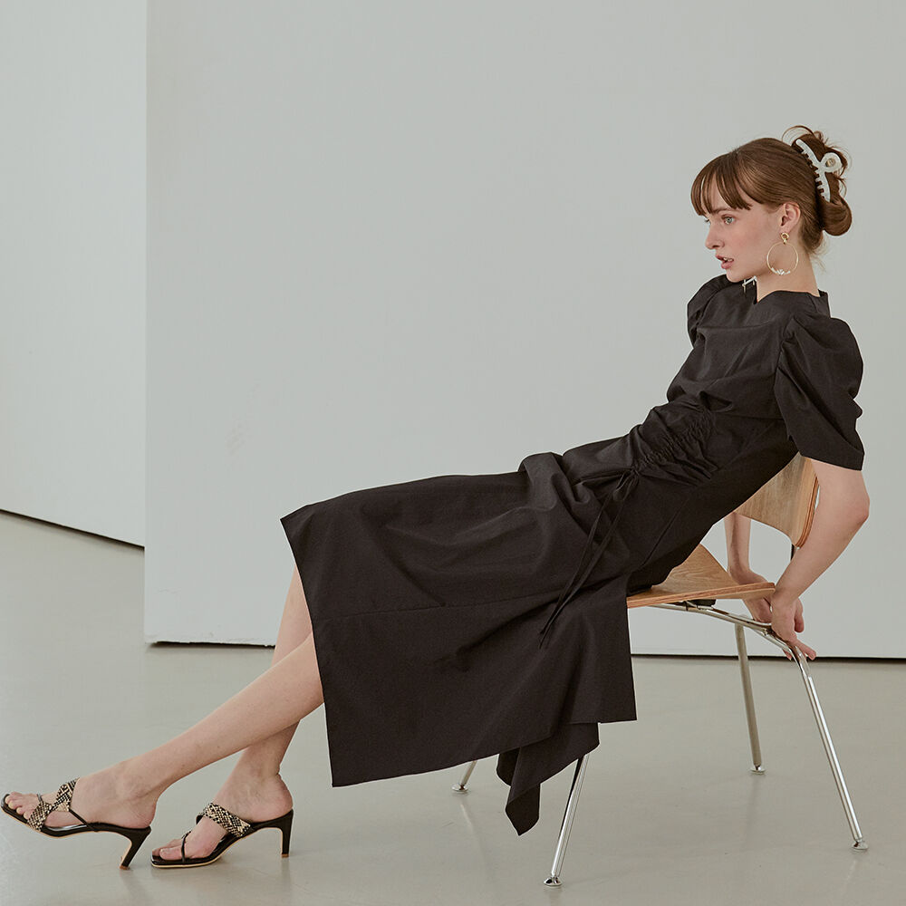 ワンピース ETMON Pintuck String Dress, Black Tadashi Shoji Crystal Pintuck Stretch Jersey Off Shoulder