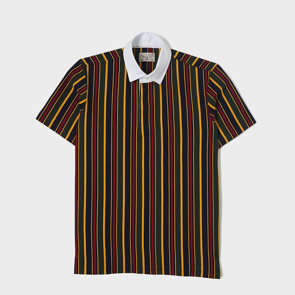 BANTS WSK Vertical Stripe Rugby Tshirt Half (Navy x Green) 감도 깊은 취향