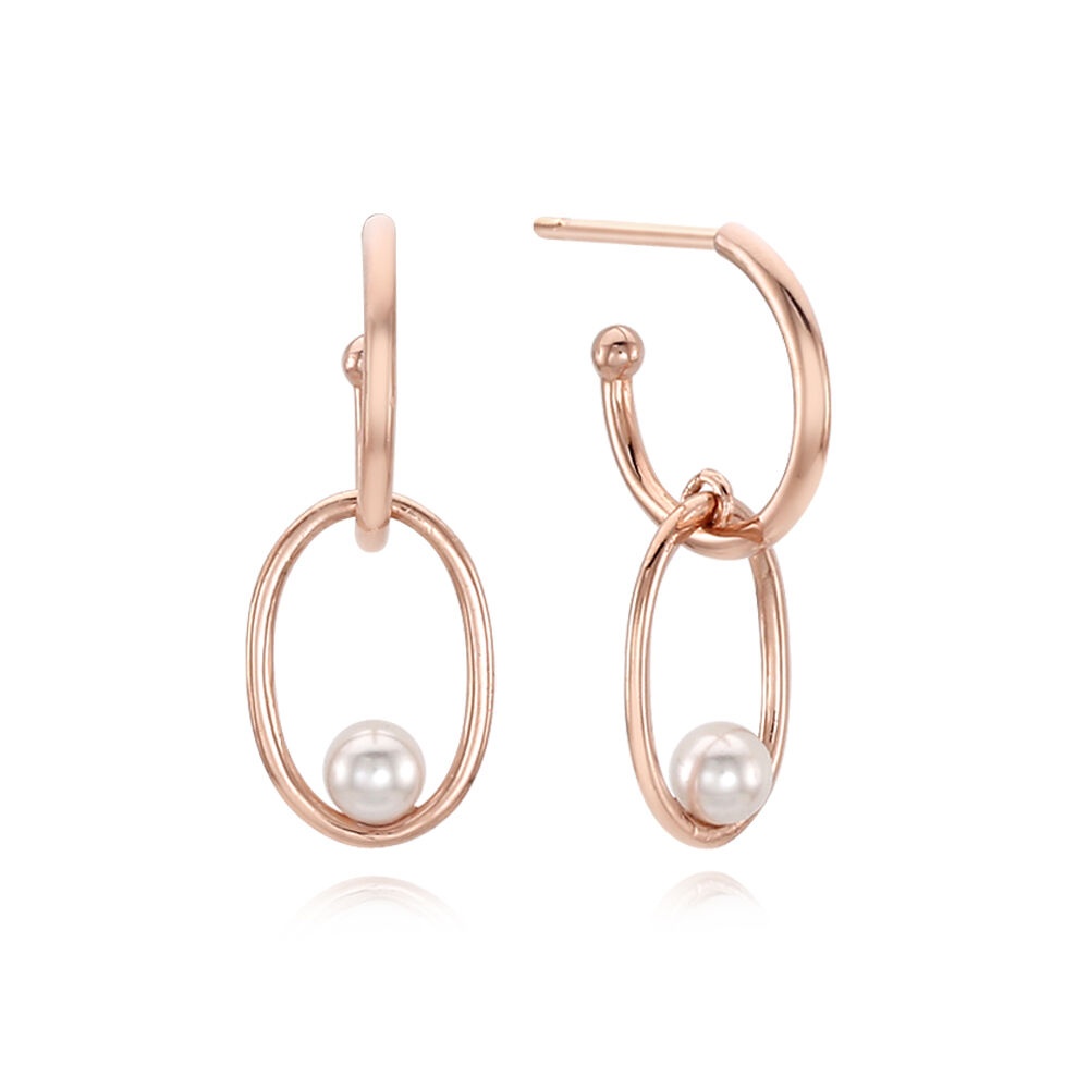 La Liaison Hoop, with Pearl in Oval Earring - 감도 깊은 취향