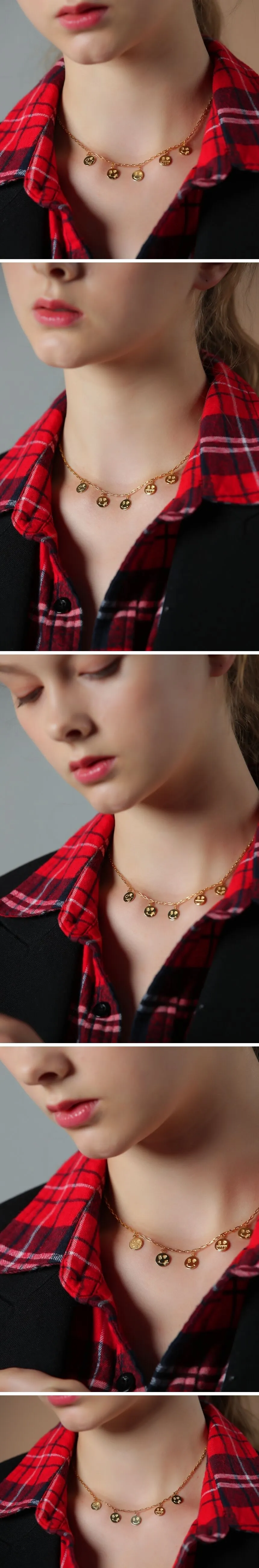 <br><p align='center'>Kitsch smile coin pendant Necklace 키치 스마일 코인 팬던트 체인 목걸이 </p>
