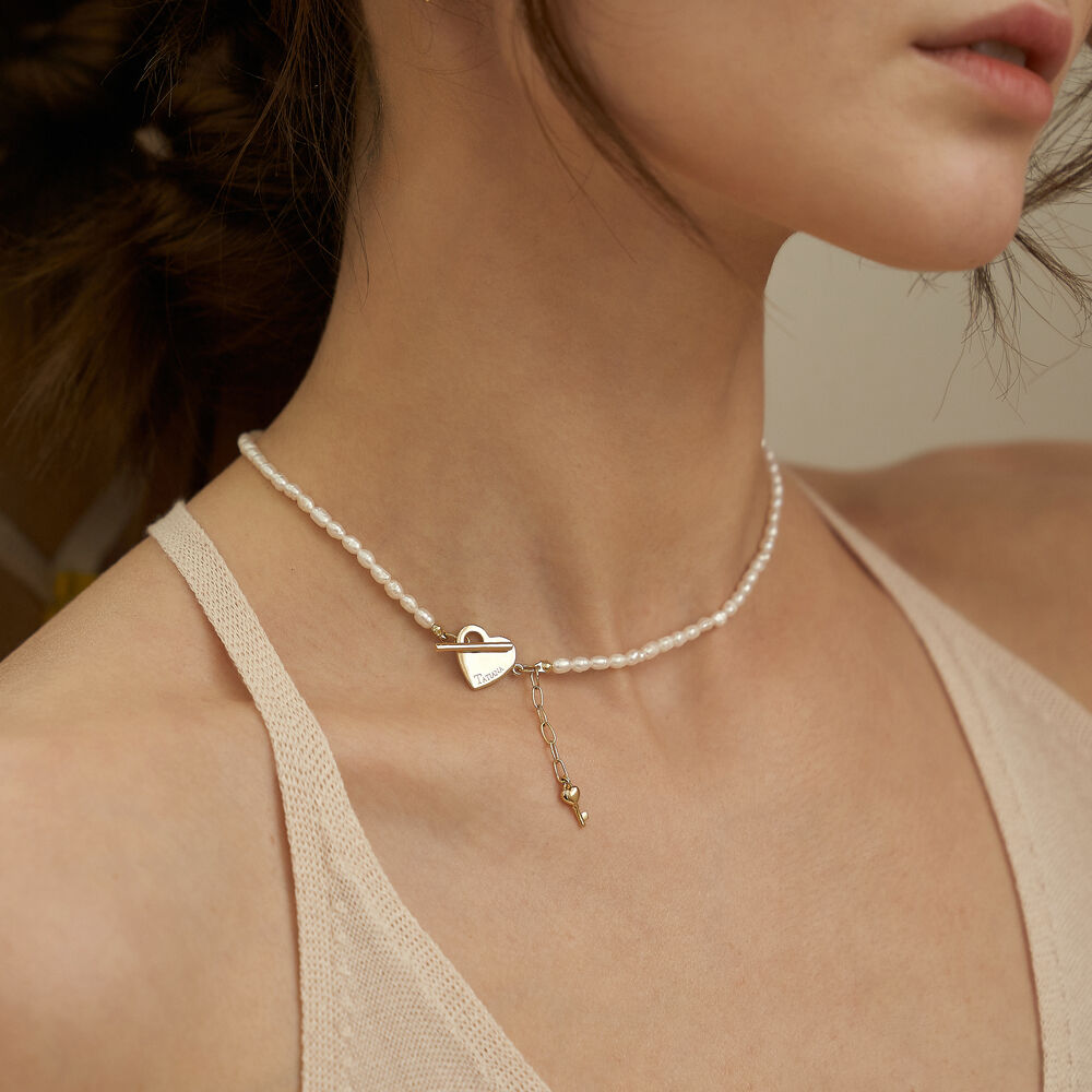 ●TATIANA● SILVER925 Opal Rough Heart Pearl Necklace NZ2033 SILVER925) Opal Rough Heart Pearl Necklace NZ2033 - 감도