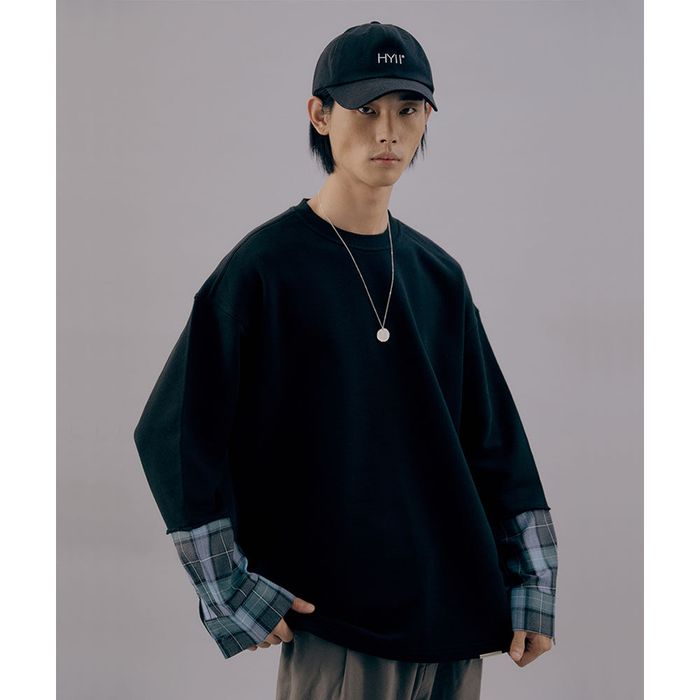 [UNISEX] HYII 셔츠 커프스 오버핏 스웻셔츠 블랙 - 감도 깊은 취향 셀렉트샵 29CM