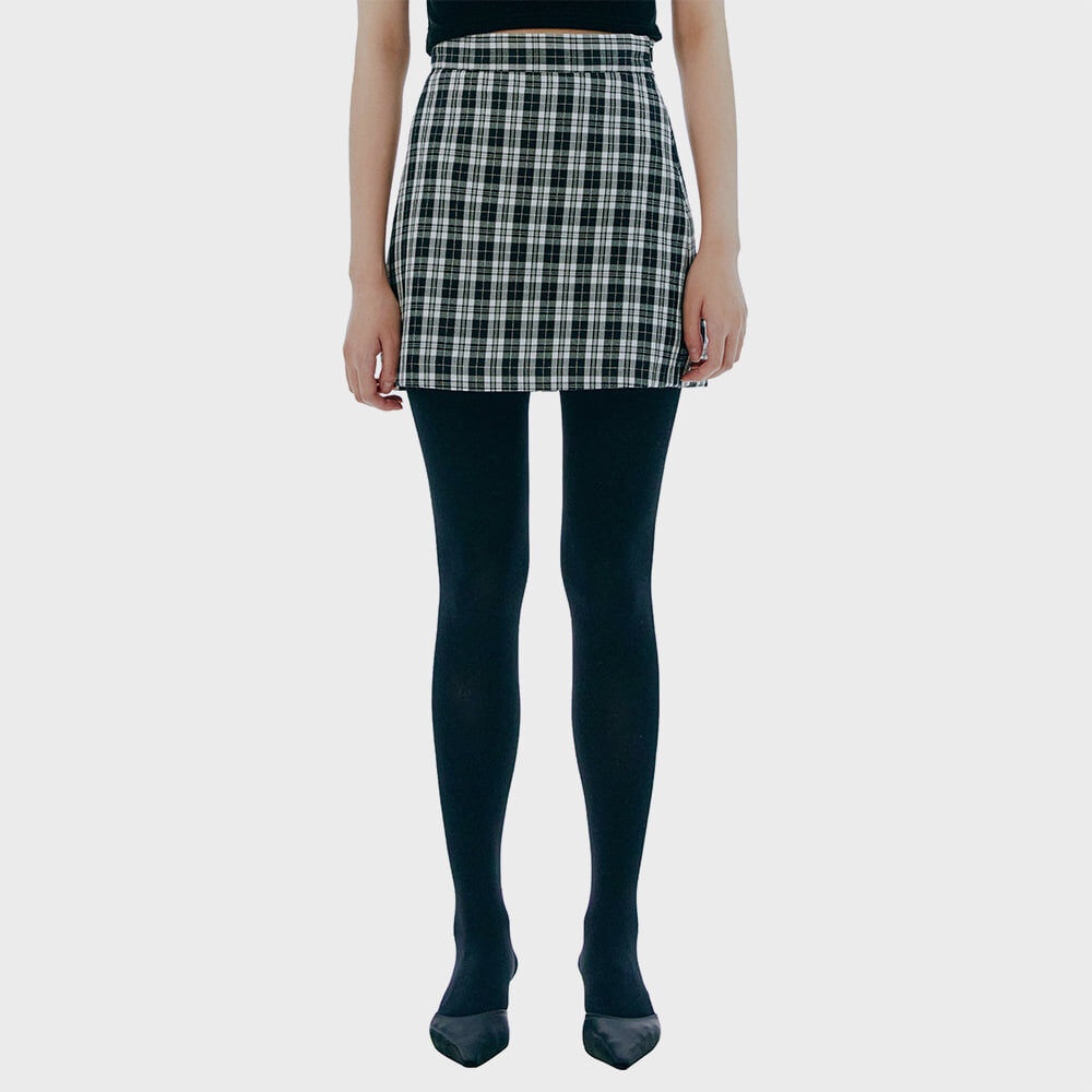 C METALLIC CHECK MINI SKIRT_BLACK - 감도 깊은 취향 셀렉트샵