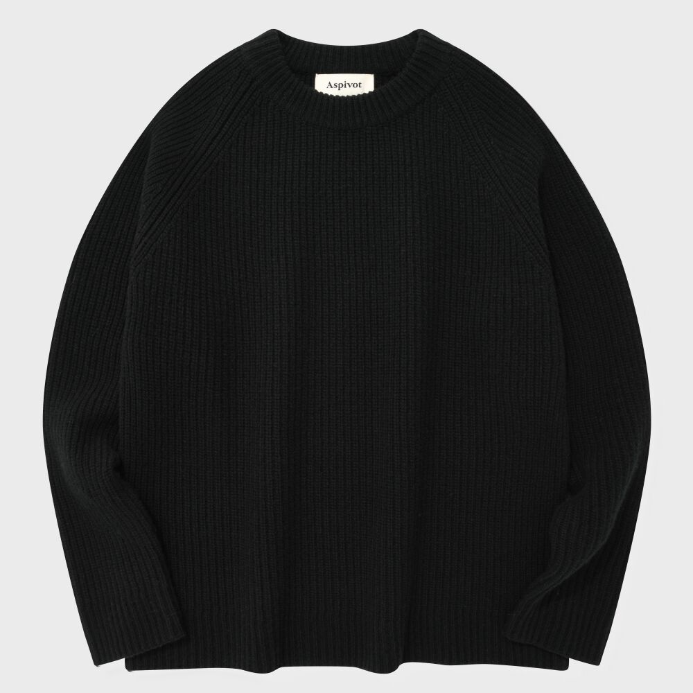 W SELLER LOGO INTARSIA KNIT BLACK(CV2EMFK601A) - 감도 깊은