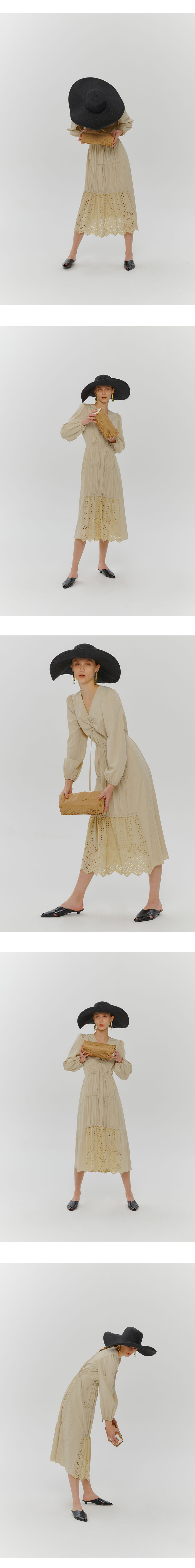 Stair Shirring Punching Dress, Light Beige - 감도 깊은 취향