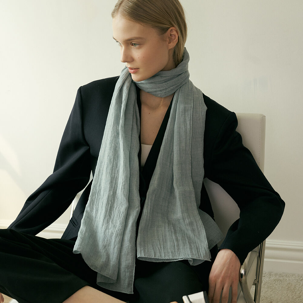 マフラー・ストール [MATINKIM]string layered two way muffler in black STRING LAYERED TWO WAY MUFFLER IN BLACK – Matin Kim