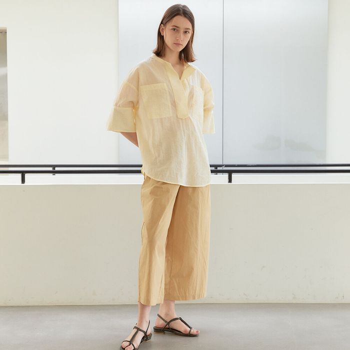 AMINA_BAND COLLAR TUNIC SHIRT_GLASS GREEN 감도 깊은 취향 셀렉트샵 29CM